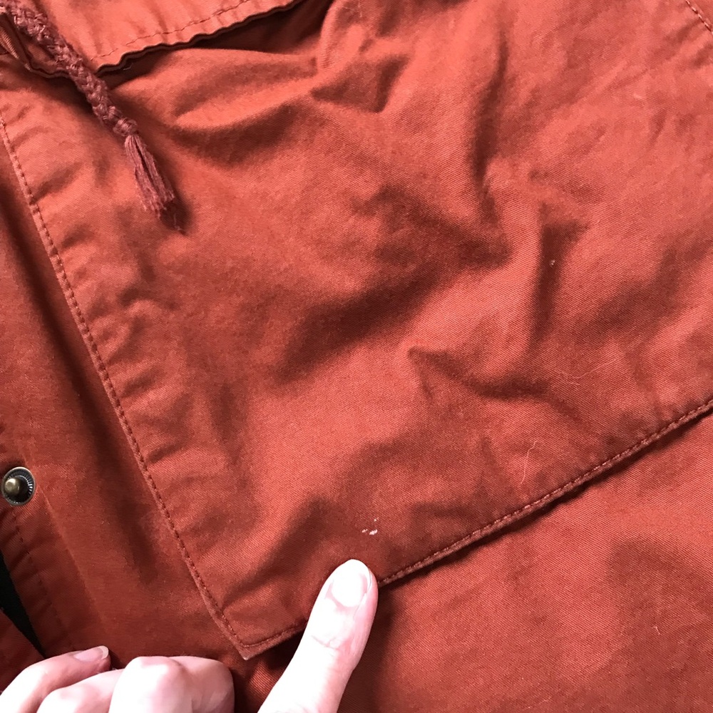 F21 Burnt Sienna Red-Brown Hooded Longline Utility Jacket - M - Picture 10 of 13
